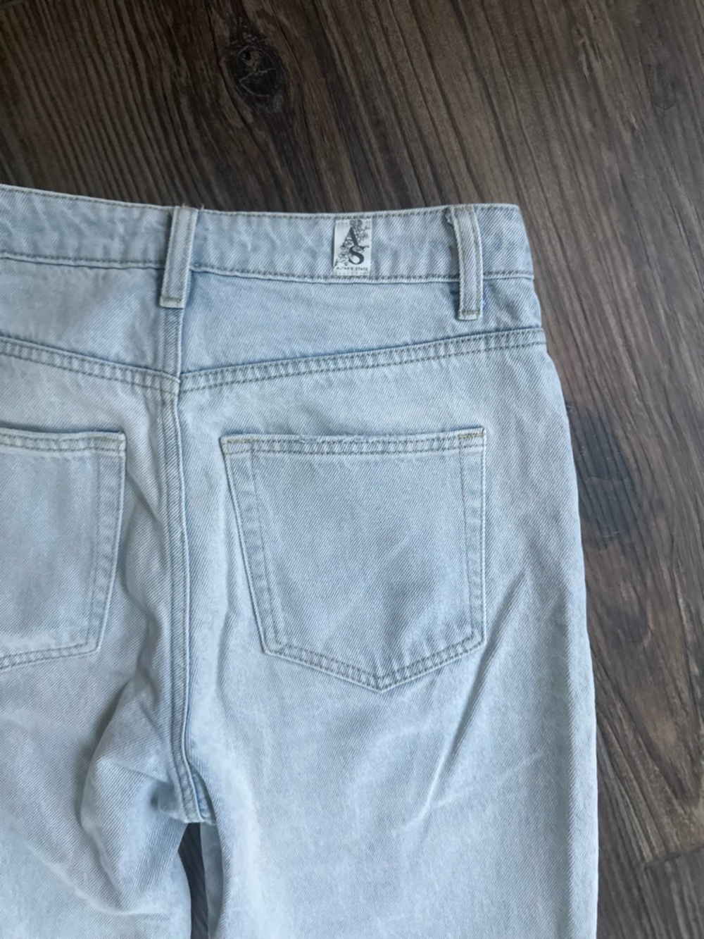 Altar'd State Light Blue Distressed Cropped Straight Leg Jeans - Picture 6 of 12
